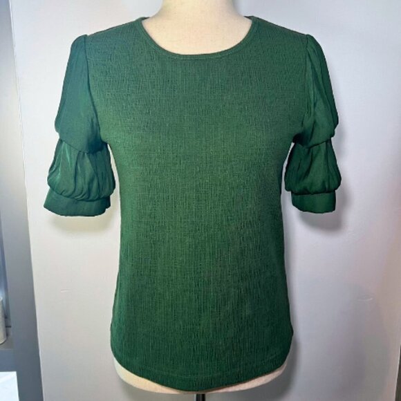 CURRENT AIR Green Katrijn Puff Sleeve Top Size XS - Picture 3 of 14